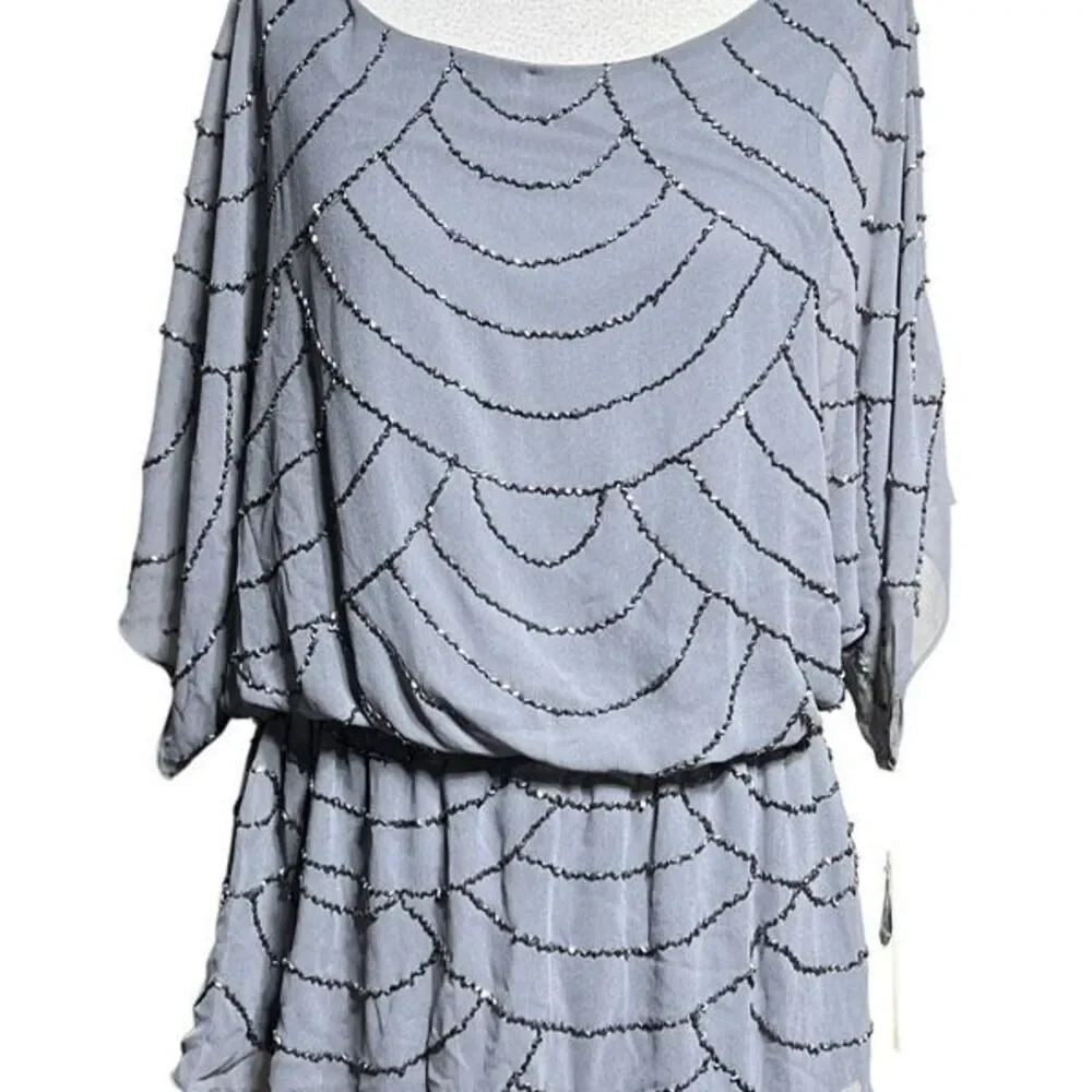 Adrianna Papell Grey NWT Sequin Dressy Blouse with Empire Waist Size L